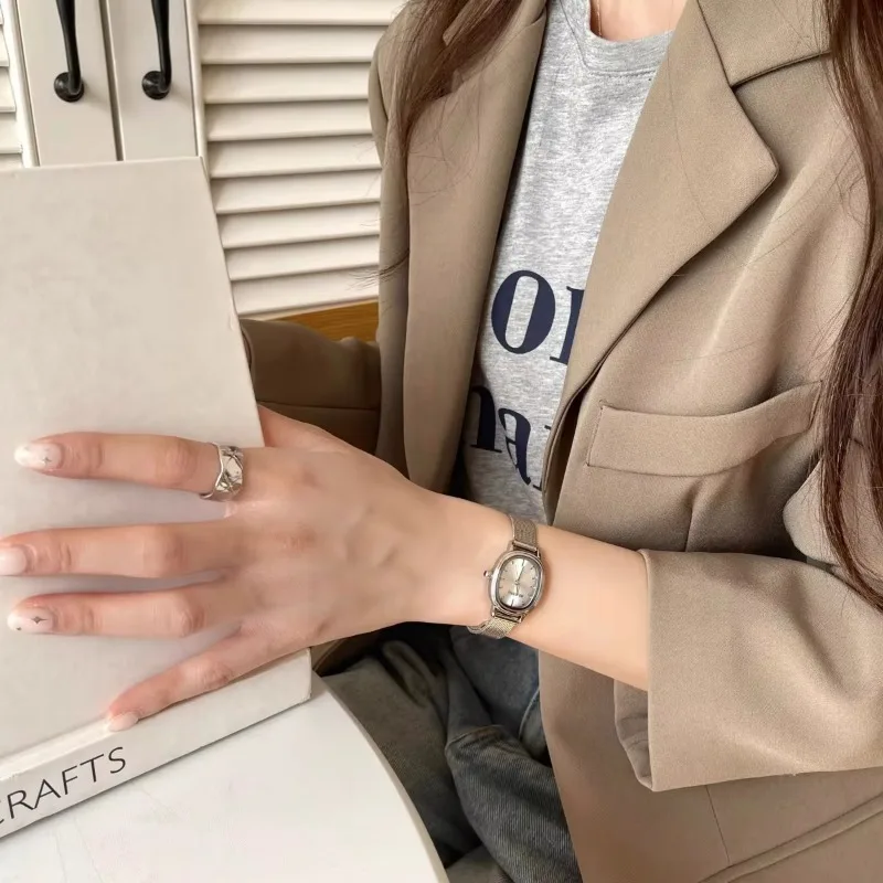 작은 타원형 다이얼 녹색 시계 간단한 스테인레스 스틸  - Jewelry Watches Women 리뷰 및 가격