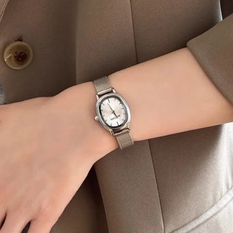 작은 타원형 다이얼 녹색 시계 간단한 스테인레스 스틸  - Jewelry Watches Women 리뷰 및 가격