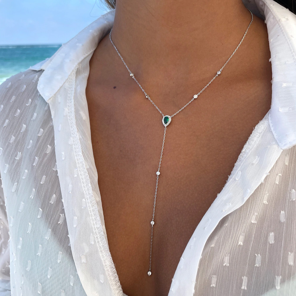 Stonefans 에메랄드 그린 눈물 방울 Lariat - Crystal Choker Necklace 리뷰 및 가격