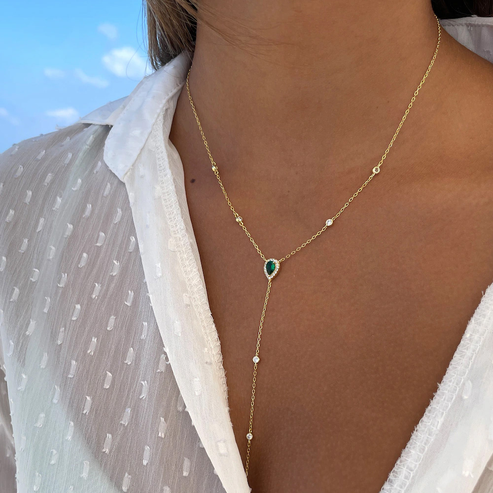Stonefans 에메랄드 그린 눈물 방울 Lariat - Crystal Choker Necklace 리뷰 및 가격