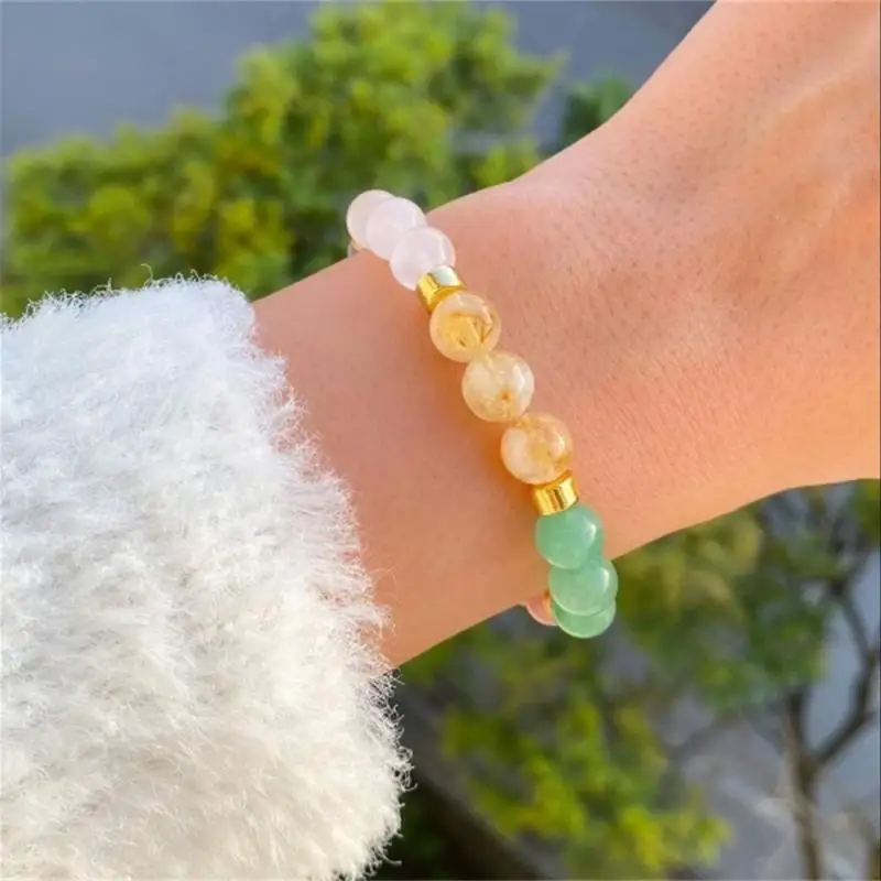 천연 자수정 로즈쿼츠 비즈 팔찌 골드 스페이서 비즈 탄 - Rose Gold Bracelet 리뷰 및 가격